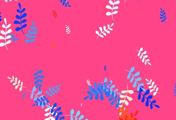 Light Blue, Yellow vector elegant pattern with leaves.