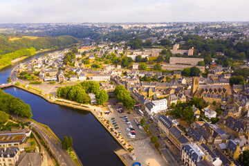 Fototapeta na wymiar Top view of the city of Lannion. Brittany. France