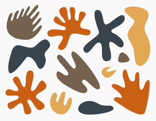 Obraz premium Modern abstract set hand drawn geometric tropical shapes. Vector organic design