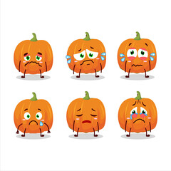 Fototapeta premium Orange pumpkin cartoon character with sad expression