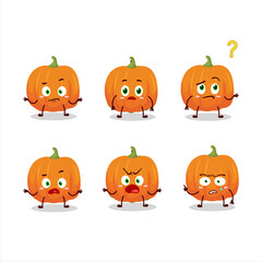 Cartoon character of orange pumpkin with what expression