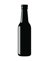 Beer bottle vector icon. Lemonade soda drink symbol. Bar or pub sign. Brewery and restaurant logo. Black silhouette isolated on white background.
