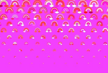 Light Pink, Red vector backdrop with rainbows, clouds.