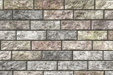 Panorama of Block pattern of white stone cladding wall tile texture and seamless background