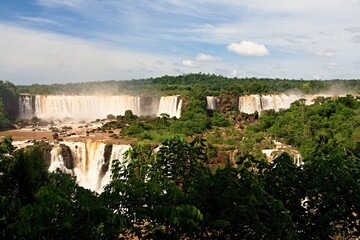 Iguazu waterfalls form 270 separate waterfalls. The largest waterfall system on Earth.Iguazu National park.View from Argentina.South America.