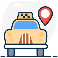 
Vehicle with map marker depicting cab location icon
