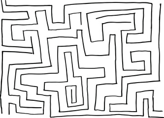 Abstract maze / labyrinth with entry and exit. Vector labyrinth. Manual labyrinth drawing. The game is a maze for fun.