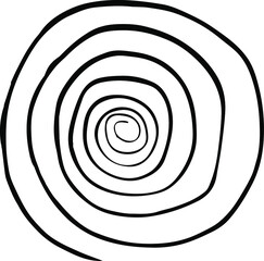Hand drawing of a spiral. A spiral with a lot of curls.