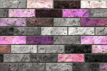 Panorama of Block pattern of white stone cladding wall tile texture and seamless background