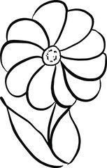 Vector drawing of a flower with leaves.