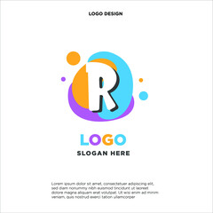 kids logo design combination with initials/letter R. colorfun and baby image. 