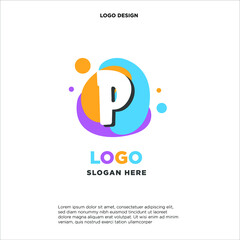 kids logo design combination with initials/letter P. colorfun and baby image. 