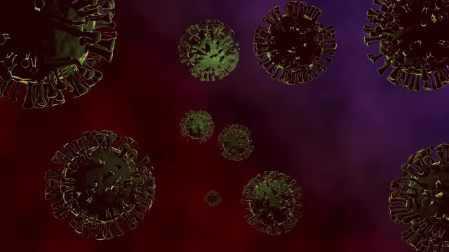 coronavirus covid19 background bacteria pandemic green on red purple