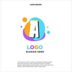 kids logo design combination with initials/letter A. colorfun and baby image. 