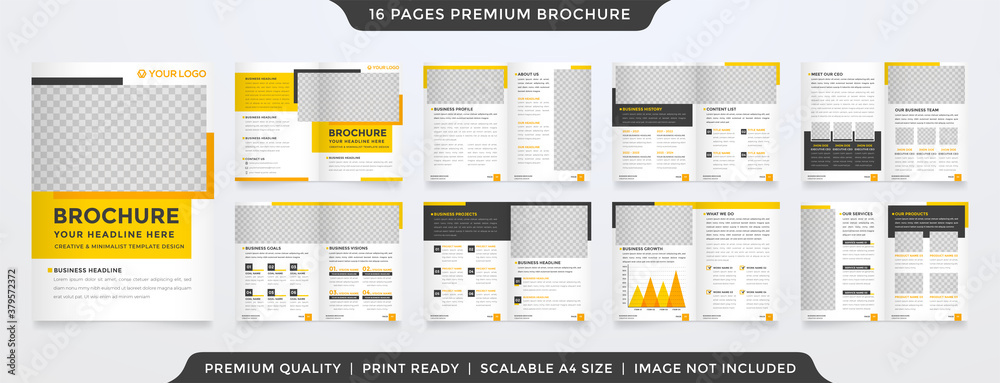 Wall mural set of bifold brochure template with clean style and minimalist layout use for business annual repor