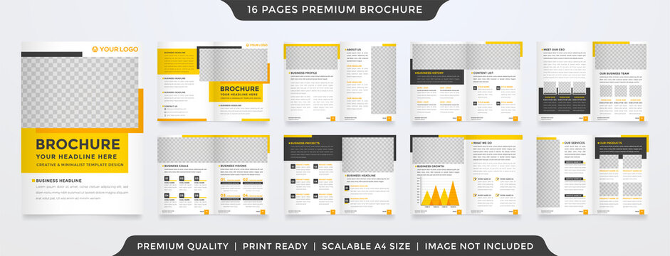 set of bifold brochure template with clean style and minimalist layout use for business annual report and business profile