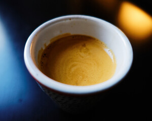 cup of coffee on black