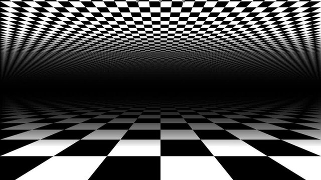 Two Parallel Planes Floor and Ceiling Checkerboards Moving Up and Down