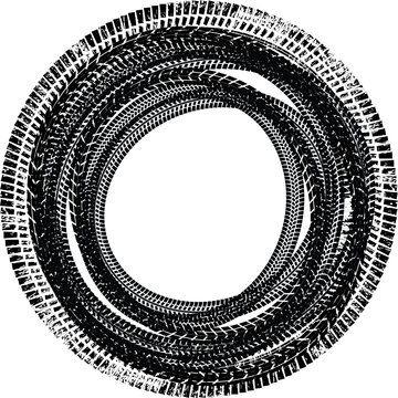 Vector Print Textured Tire Track . Design Element .Bike thread silhouette