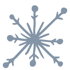 Outline grey snowflake. Hand drawn decorative doodle snowflake isolated on white background. Merry Christmas and New Year concept. Design for cards, posters, banners. Winter.