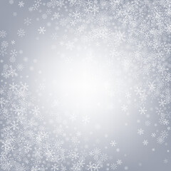 Gray Snowflake Vector Gray Background. New Snow 