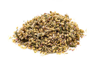 getrockneter Spitzwegerich isoliert auf weißen Hintergrund