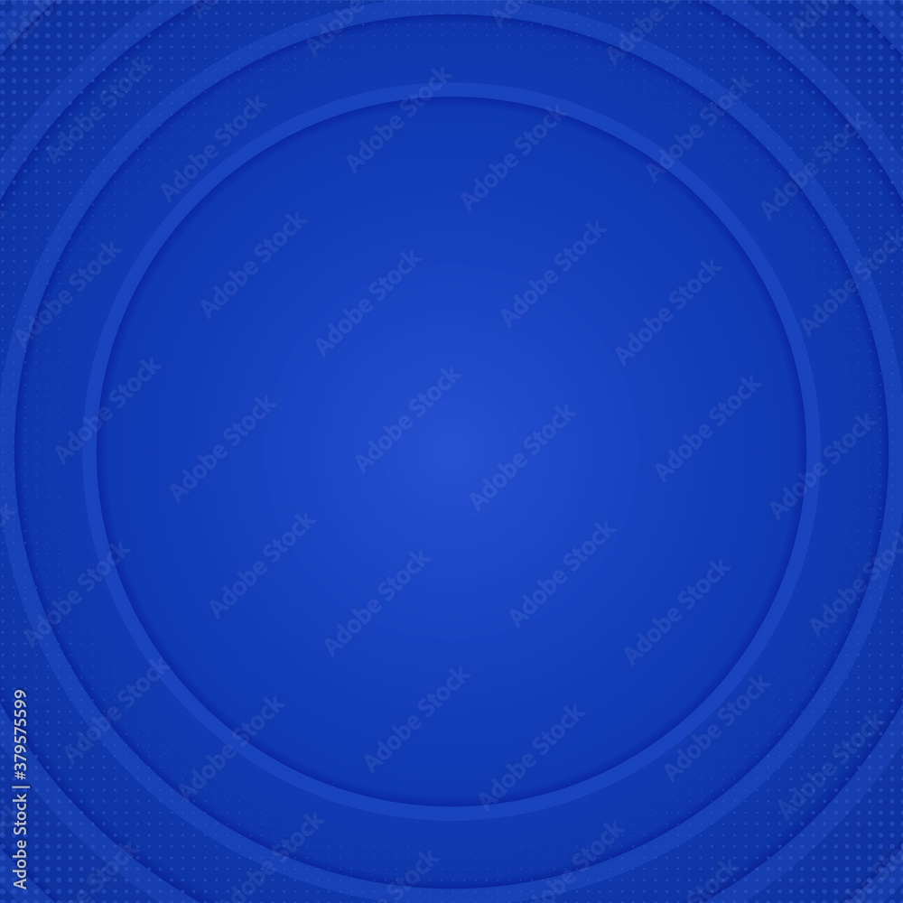 Wall mural circle ripple overlap layer design blue color halftone with space