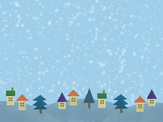Obraz na płótnie Canvas 雪が降っている冬の街