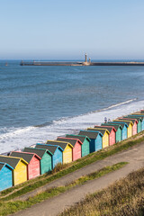Winding paths to the beach huts at Whitby