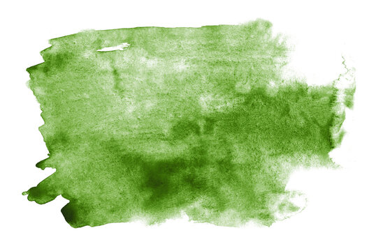 Green color watercolor prush splashing on the paper.