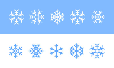 Snowflakes icon set. Snowfall. Decoration. Christmas and New Year concept. Vector on isolated white background. EPS 10