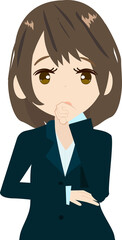 考え込む可愛いビジネスウーマンのイラスト