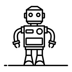 
Robot toy icon, humanoid in modern flat style 
