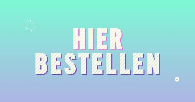 Hier bestellen. Fr&ouml;hliches Text Intro. 80er Jahre retro Promotion. Blau T&uuml;rkis