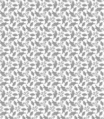 Floral ornament. Seamless abstract classic background with flowers. Pattern with silver repeating floral elements. Ornament for fabric, wallpaper and packaging