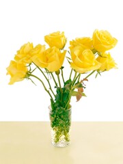bouquet of yellow roses in vase