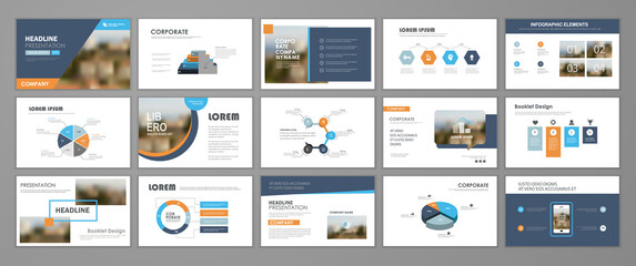 Presentation templates design. Vector templates portfolio with infographic elements. Multipurpose template for brochure cover, annual report, advertising, presentation slide, flyer leaflet.