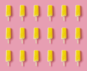 seamless yellow popsicle on a pink background