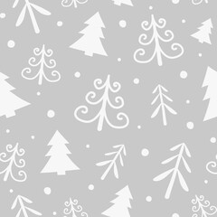 Christmas wrapping paper with trees. Xmas background. Vector