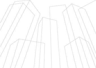 ビル群の線画イラスト素材