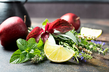 teapot and herb