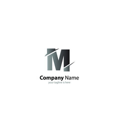 The simple modern logo of letter M with white background