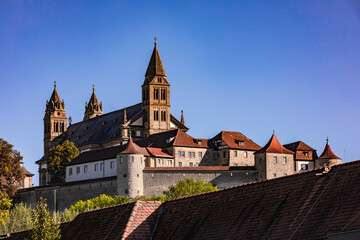 The Comburg as a former Benedictine monastery in the city of Schwaebisch Hall is located in Baden-Wuerttemberg