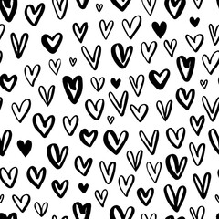 Hand drawn seamless pattern with hearts