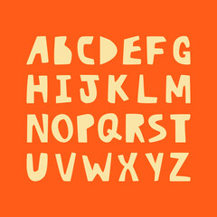 Simple paper cut alphabet. Set of unique letters. Vector typography design