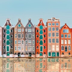 Obraz premium Digital art of Amsterdam buildings - perfect for background. Poster. Greeting cards. Birthday. Wall art