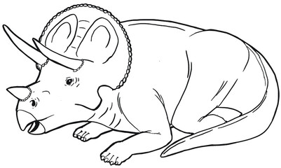 vector line art sitting triceratops dinosaur