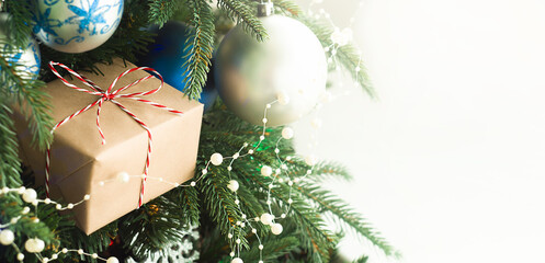 christmas gift on the holiday tree