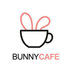bunny cafe logo vector icon illustration