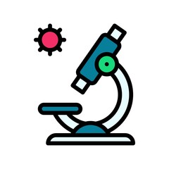 laboratory icon related laboratory microscope with virus vector with editable stroke